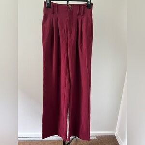 Red wide leg pants